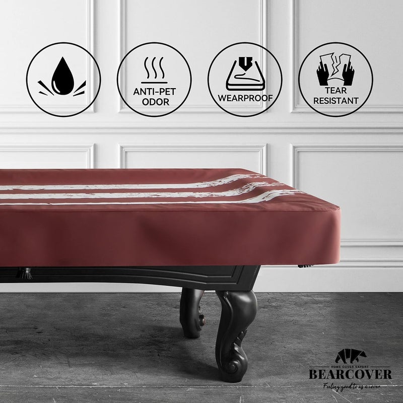 BEARCOVER Pool Table Cover, Waterproof Indoor/Outdoor Heavy Leatherette Pool Table Accessories, Billiards Accessories for Protecting Felt, 7/8/9 Feet Fitted Billiard Covers Red & Blue(8FT/OG.) - Image 4